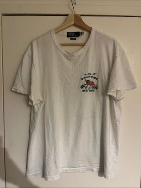 Polo by Ralph Lauren White Short-Sleeve Tee with Embroidered Chest Graphic